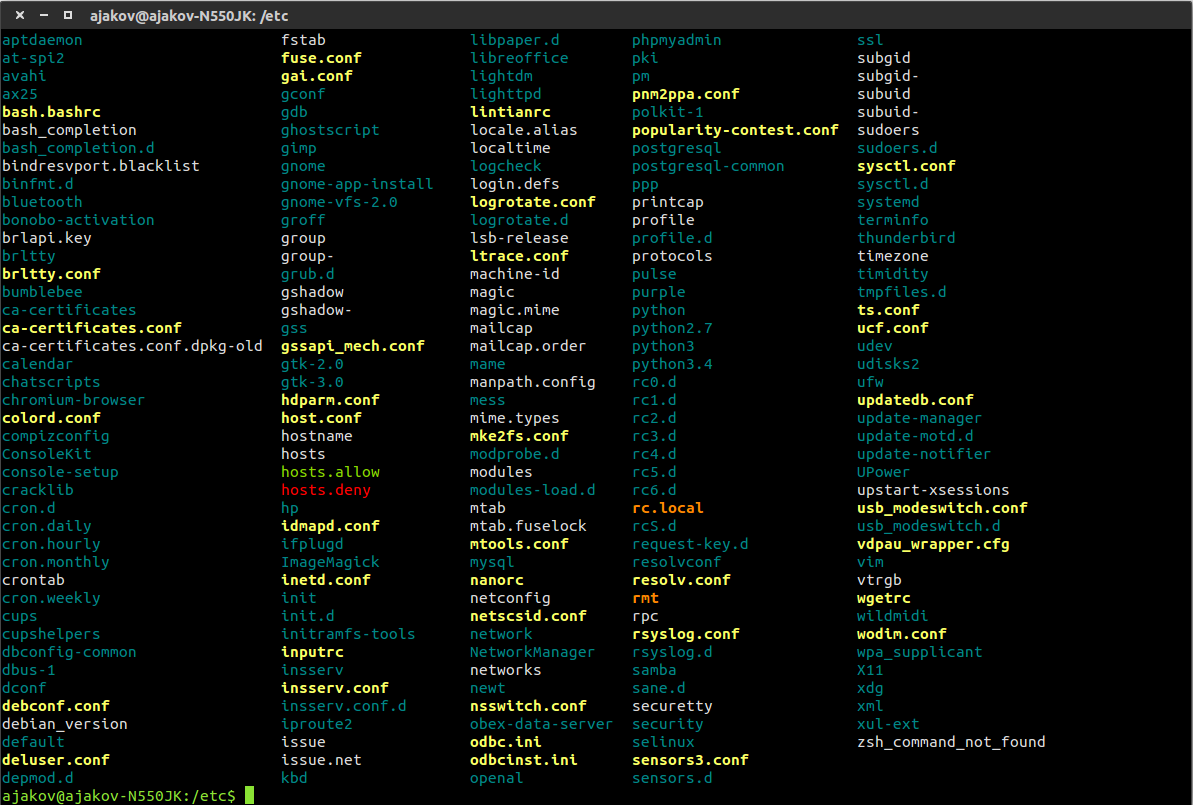 Bash shell with different colors